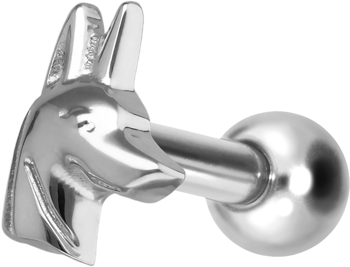 Titan Ohrpiercing mit Innengewinde ANUBIS KOPF